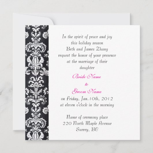 mariage, invitation des parents de la mariée. (Devant)