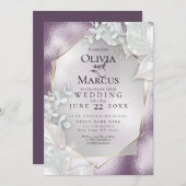 MARIAGE | Invitation Eggplant Pearl Shimmer (Devant / Derrière)