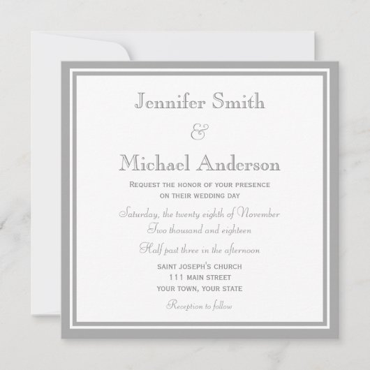 Mariage Invitation gris pâle (Devant)