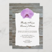 Mariage Invitation Orchidée violette et bois d'orc (Devant / Derrière)
