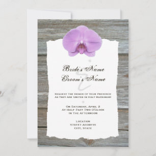 Mariage Invitation Orchidée violette et bois d'orc