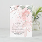 Mariage | Invitation Rose sauvage de bois rose pâl (Debout devant)