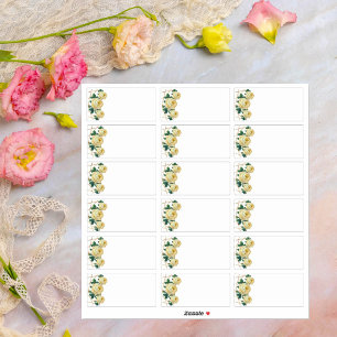 Mariage Invité Ajouter le nom Étiquette Jaune Flor