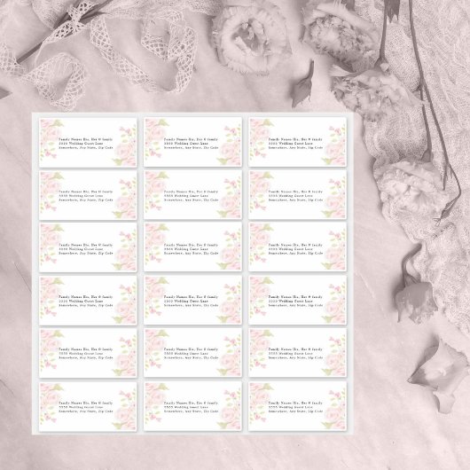 Mariage Invité Étiquette de adresse Blush Rose Ros