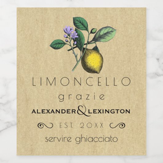 Mariage Invité Favoriser Limoncello Étiquette Vint (Étiquettes simples)