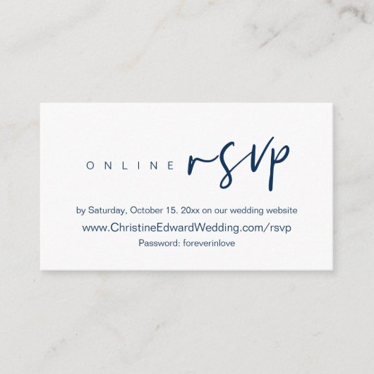 Mariage invite RSVP en ligne, Site Enfermé Carte (Devant)