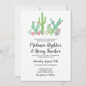 Mariage Inviter Cactus Invitation floral aquarelle (Devant)