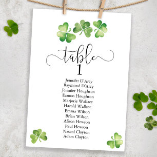 Mariage irlandais shamrock plan table, carte de sé