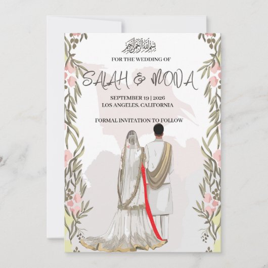 Mariage islamique Moden, nikah, walima, invitation (Devant)