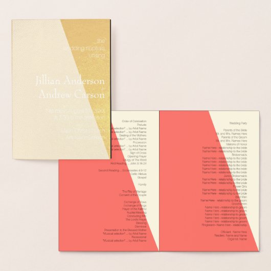 Mariage Itinéraire 💕 Élégant Programme Corail (Affichage)