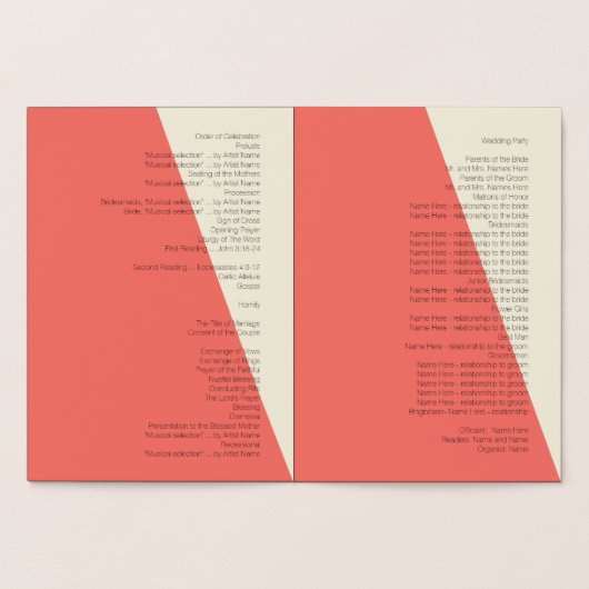 Mariage Itinéraire 💕 Élégant Programme Corail (Intérieur)