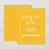 Mariage Jaune du Coeur adoré Merci Cartes (Devant / Derrière)