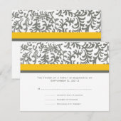 Mariage jaune et gris RSVP (Devant / Derrière)