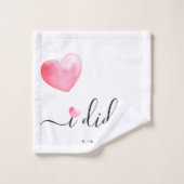 Mariage | Je l'ai fait | Coeur aquarelle | Date (Gant de toilette)