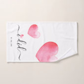 Mariage | Je l'ai fait | Coeur aquarelle | Date (Serviette à main)