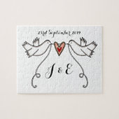 Mariage Jigsaw Puzzle Doves blanches personnalisée (Horizontal)
