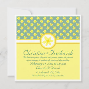 Mariage jonquille, invitation 5,25 po x 5,25 po