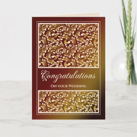 Mariage juif Félicitations Damask Carte Brown (Devant)