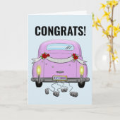 MARIAGE JUSTE MARIÉ RETRO VOITURE CARTE DE RECONNA (Fleur jaune)