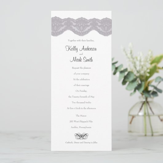 Mariage Lace gris et noir invitation (Debout devant)