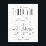 Mariage Las Vegas | Merci de venir ! Carte postale<br><div class="desc">Une excellente façon de rendre hommage à l'invité qui a voyagé si loin de son chemin pour vous voir, dans cette belle ville. Cette carte postale de remerciement spéciale est adaptée à l'invité qui a assisté à votre mariage dans la belle ville de Las Vegas, Nevada. Il dispose d'une ligne...</div>