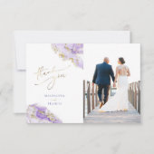 mariage lavande or fluide marbre carte de remercie (Devant)