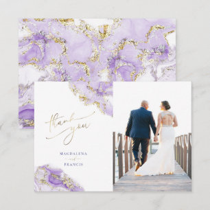 mariage lavande or fluide marbre carte de remercie