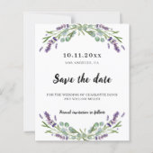 Mariage Lavender eucalyptus enregistrer la carte d (Devant)