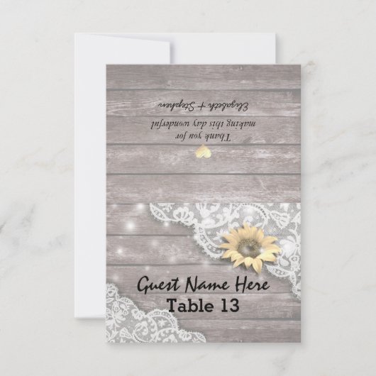 Mariage Lieu Numéro de table Dentelle Tournesol Bo (Devant)
