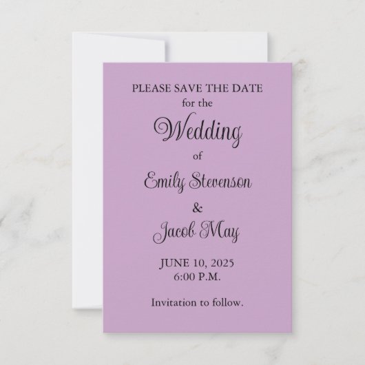 Mariage Lilac Enregistrer la carte Date (Devant)