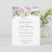 Mariage Lilac Purple Aquarelle Florale Invitation (Debout devant)
