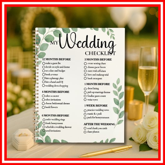 Mariage Liste de contrôle Planificateur Green Euca