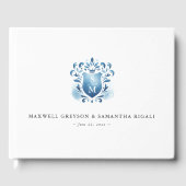 Mariage Livre d'hôtes Blue Monogrammed Crest (Recto)