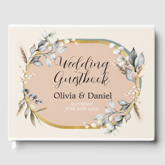 Mariage Livre d'hôtes Neutres Cotton Peach Feuille (Recto)