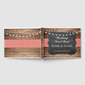 Mariage Livre d'hôtes Wood Rustic Lights Red Check (Complet)