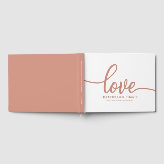 Mariage Livre d'invité Rose Gold Chic Script (Complet)
