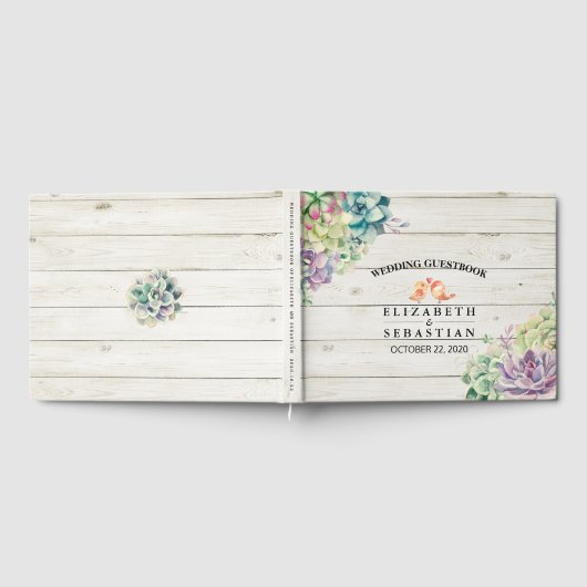 Mariage Livre d'or Aquarelle Succulent Bois rustiq (Complet)