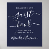 Mariage Livre d'or Signal moderne Script Marine Bl (Devant)