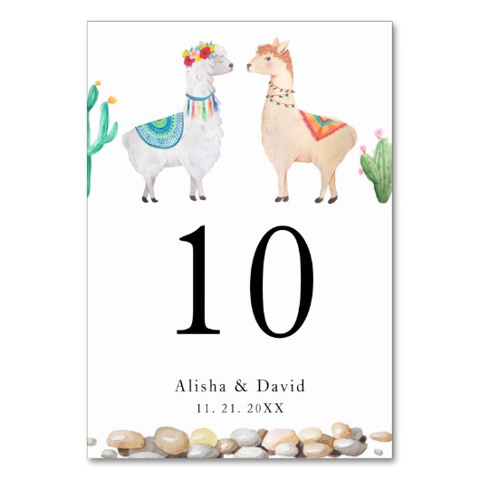 Mariage Llama Couple Numéro de table (Par défaut)