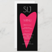 Mariage Logo Bold Heart Black White Dinner Menu (Devant / Derrière)