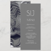 Mariage Logo Gris Jaune Simple Marbre Menu Dîner (Devant / Derrière)
