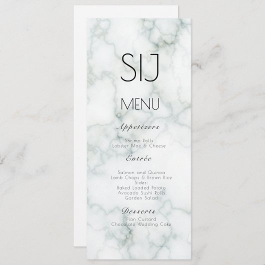 Mariage Logo Simple Marbre Concret Dîner Menu (Devant / Derrière)
