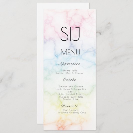 Mariage Logo Simple Marbre Concret Dîner Menu (Devant / Derrière)
