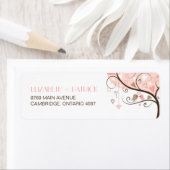 Mariage Lovebirds rose et Brown Étiquette de adres (En situation)