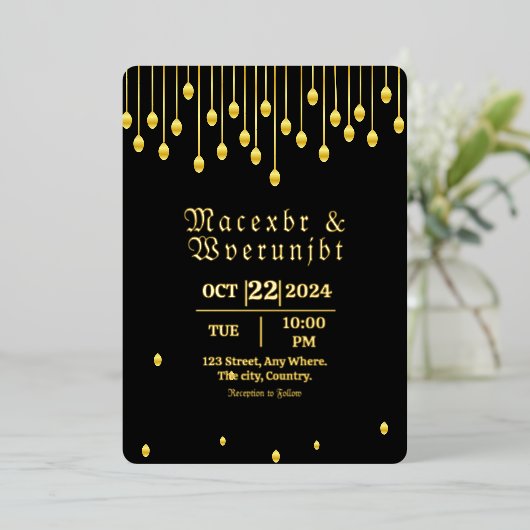 Mariage Luxe Invitation Gold Foil Modèle (Debout devant)