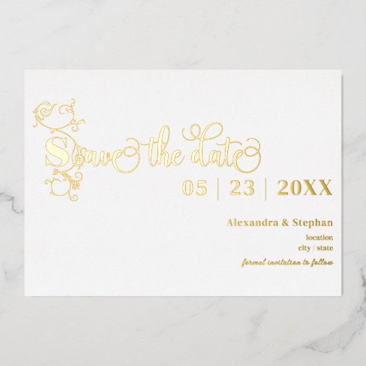 Mariage Luxueux et Romantique Faire-Part de Save t (Recto)