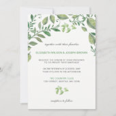 Mariage magnifique botanique vert invitations (Devant)