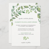 Mariage magnifique botanique vert invitations (Devant / Derrière)