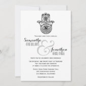 Mariage main Hamsa Invitation noir et blanc (Devant)
