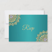 Mariage Mandala RSVP Turquoise d'or personnalisé (Devant)